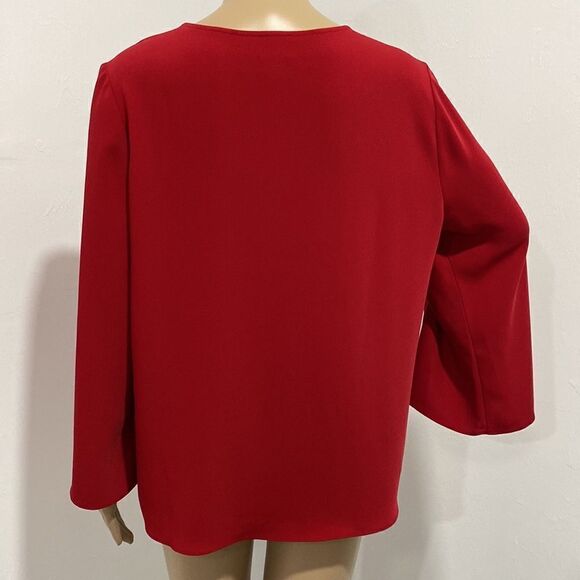 Chico’s red v-neck flutter sleeve blouse top size M - Picture 4 of 8
